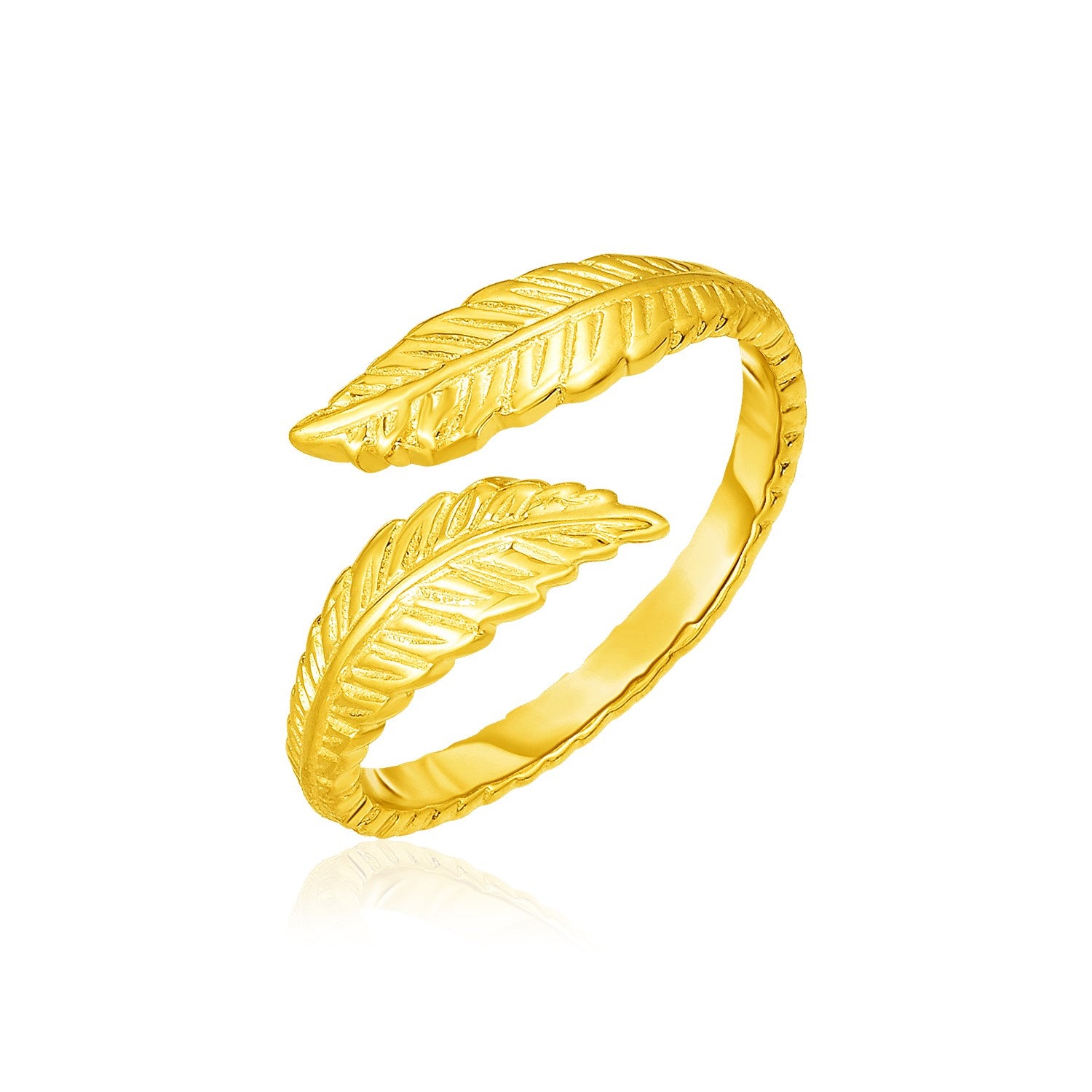 14k Yellow Gold Bypass Style Toe Ring with Leaves in a sleek high-contrast midnight luxury editorial style